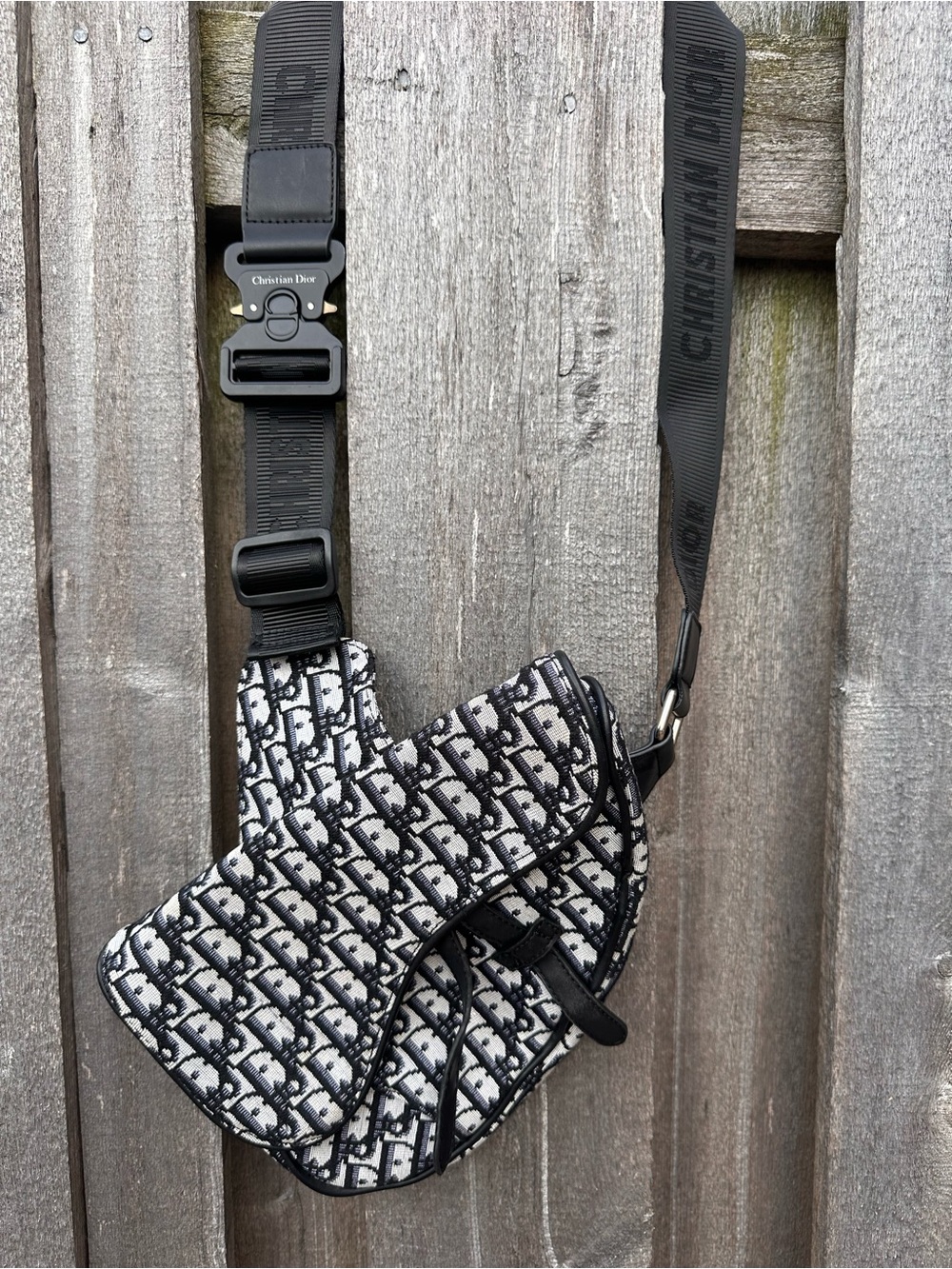 New! Black & White Monogram Saddle Bag with Strap ~ Inspired